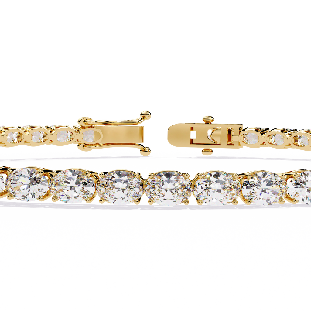 Yellow Gold East-West Oval Cut Tennis Bracelet