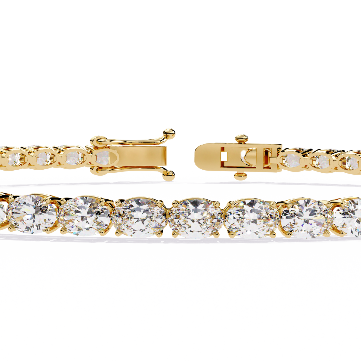 Yellow Gold East-West Oval Cut Tennis Bracelet