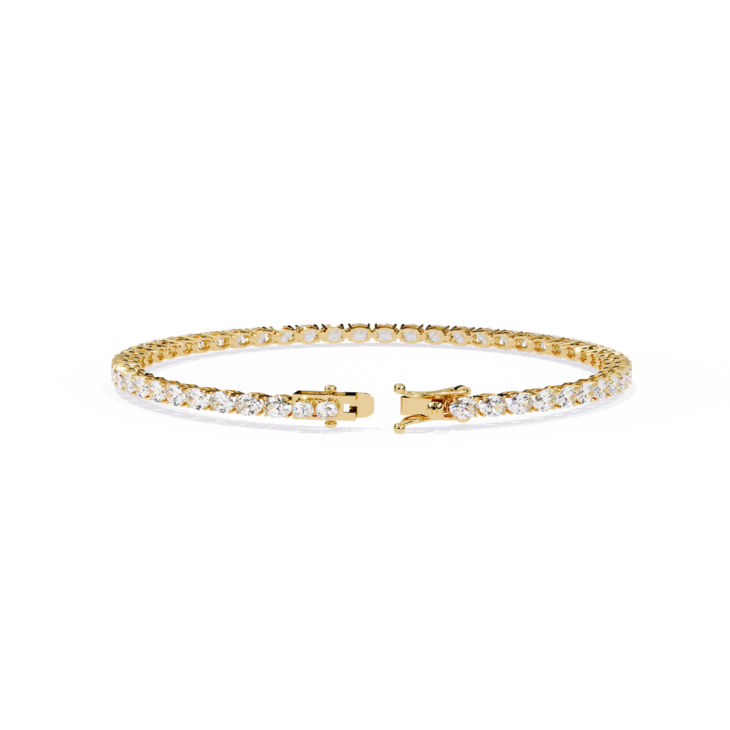 Yellow Gold East-West Oval Cut Tennis Bracelet