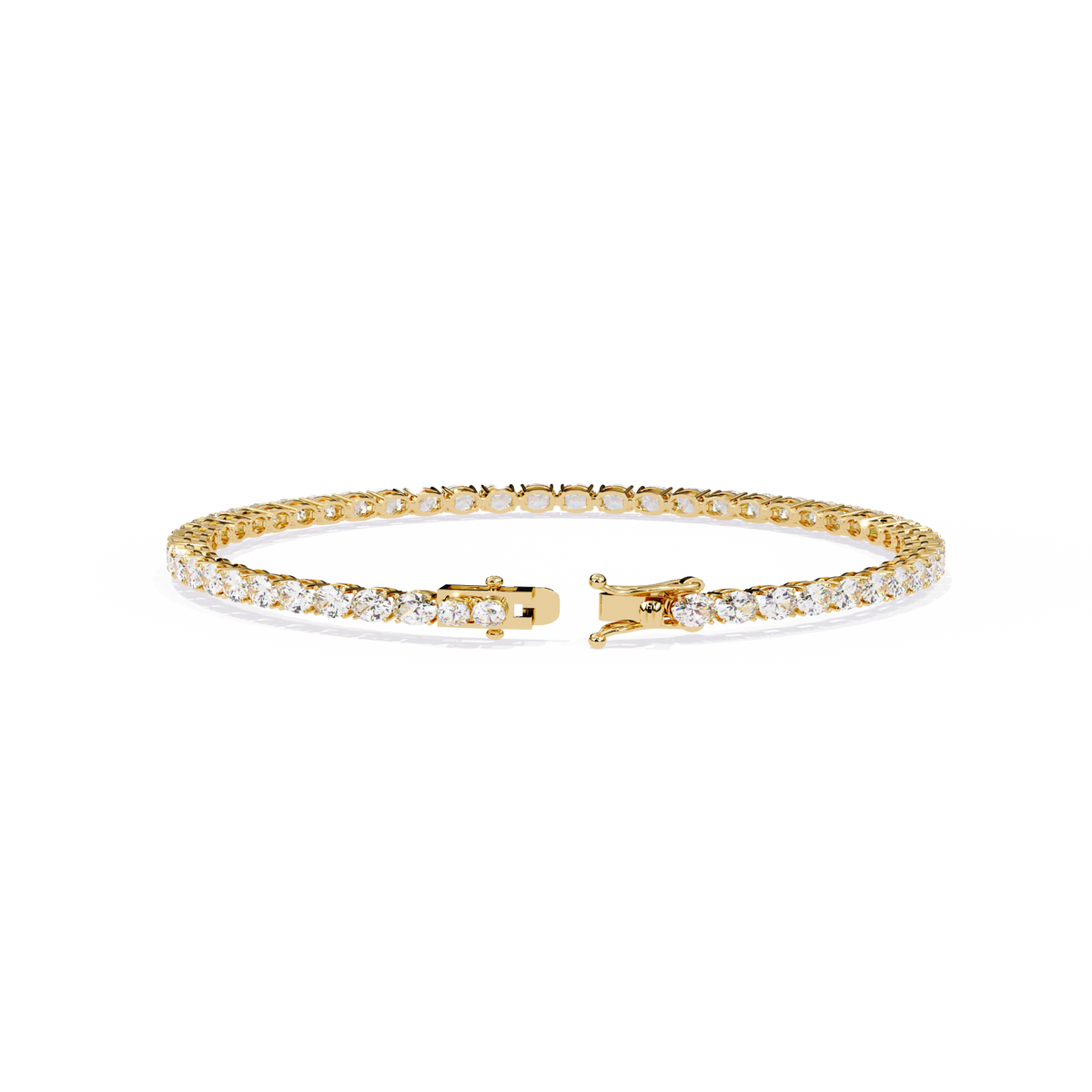 Yellow Gold East-West Oval Cut Tennis Bracelet