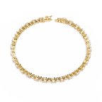 Yellow Gold Alternating Oval and Round Tennis Bracelet