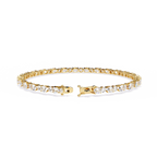 Yellow Gold Alternating Oval and Round Tennis Bracelet