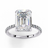 White Gold Emerald-Cut Diamond Solitaire Pavé Engagement Ring
