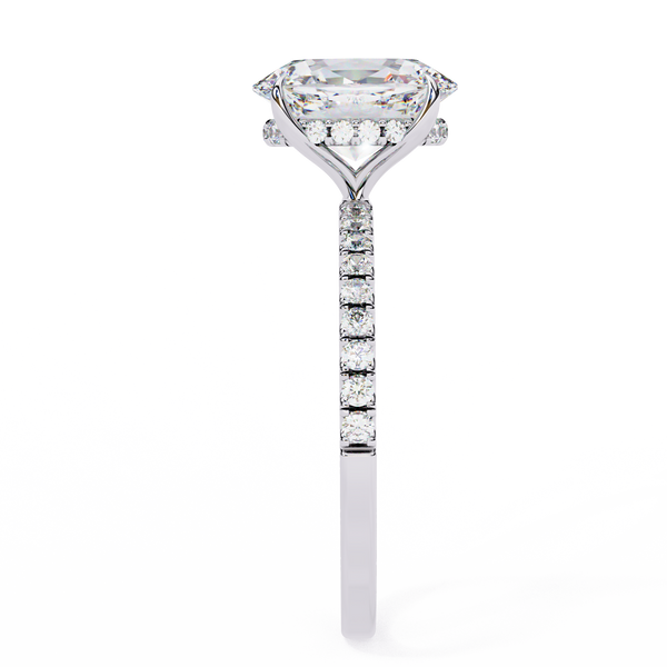 White Gold Oval Diamond Solitaire Pavé Engagement Ring