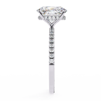 White Gold Oval Diamond Solitaire Pavé Engagement Ring