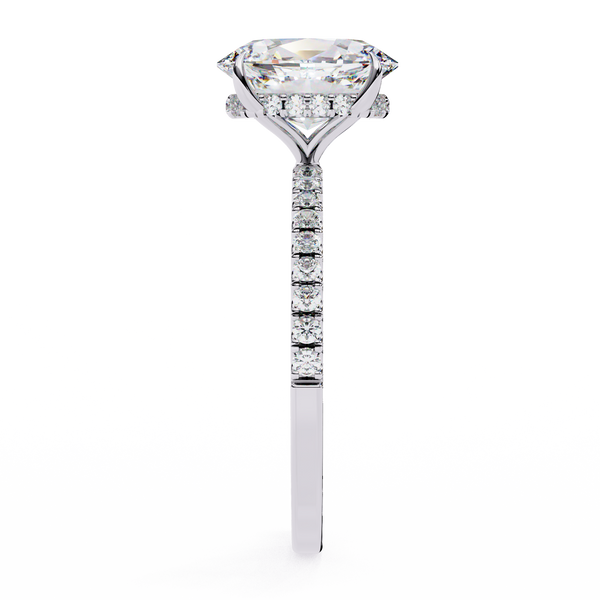 White Gold Oval Diamond Solitaire Pavé Engagement Ring