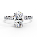 White Gold Oval Diamond Solitaire Pavé Engagement Ring