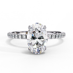 White Gold Oval Diamond Solitaire Pavé Engagement Ring