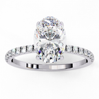 White Gold Oval Diamond Solitaire Pavé Engagement Ring