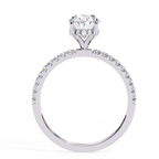 White Gold Oval Diamond Solitaire Pavé Engagement Ring