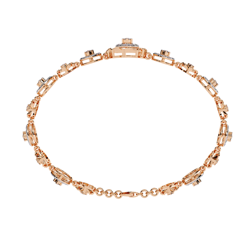 Rose Gold Solar Medallion Station Diamond Bracelet