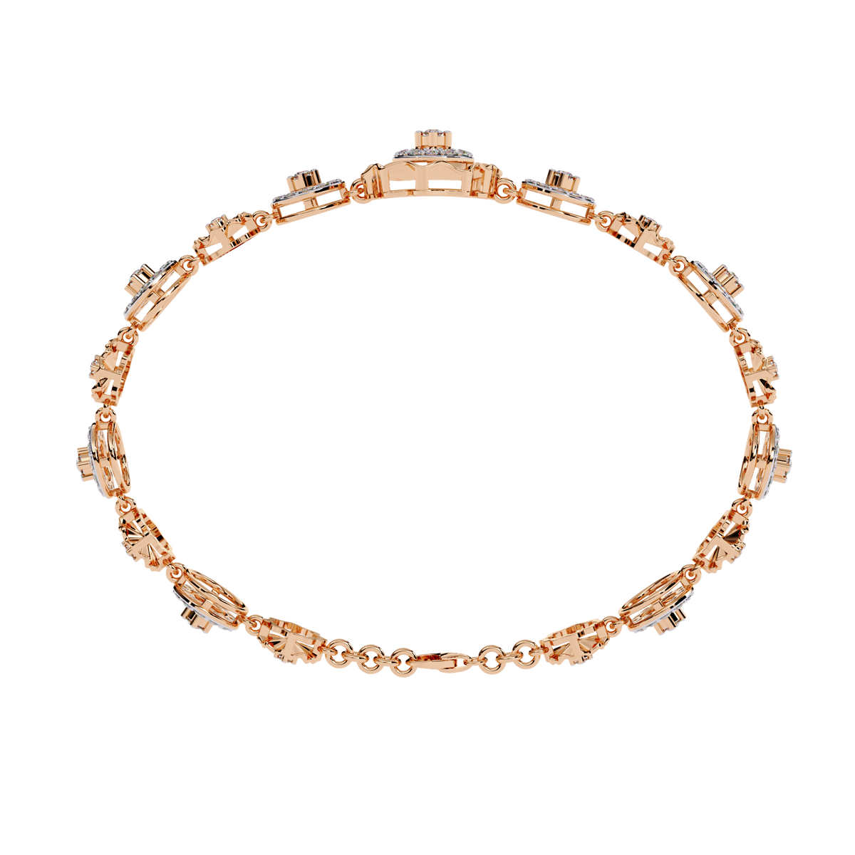 Rose Gold Solar Medallion Station Diamond Bracelet