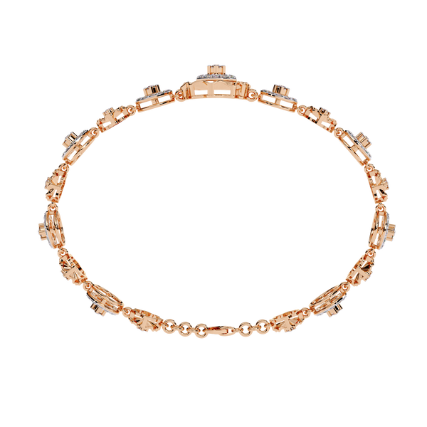 Rose Gold Solar Medallion Station Diamond Bracelet