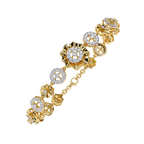 Yellow Gold Floral Medallion Diamond Link Bracelet