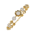 Yellow Gold Floral Medallion Diamond Link Bracelet