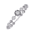 White Gold Floral Medallion Diamond Link Bracelet