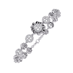 White Gold Floral Medallion Diamond Link Bracelet