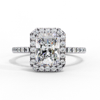 White Gold Radiant-Cut Diamond Halo Pavé Engagement Ring