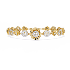 Yellow Gold Floral Medallion Diamond Link Bracelet