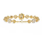 Yellow Gold Floral Medallion Diamond Link Bracelet