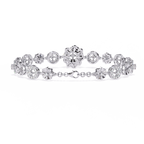 White Gold Floral Medallion Diamond Link Bracelet