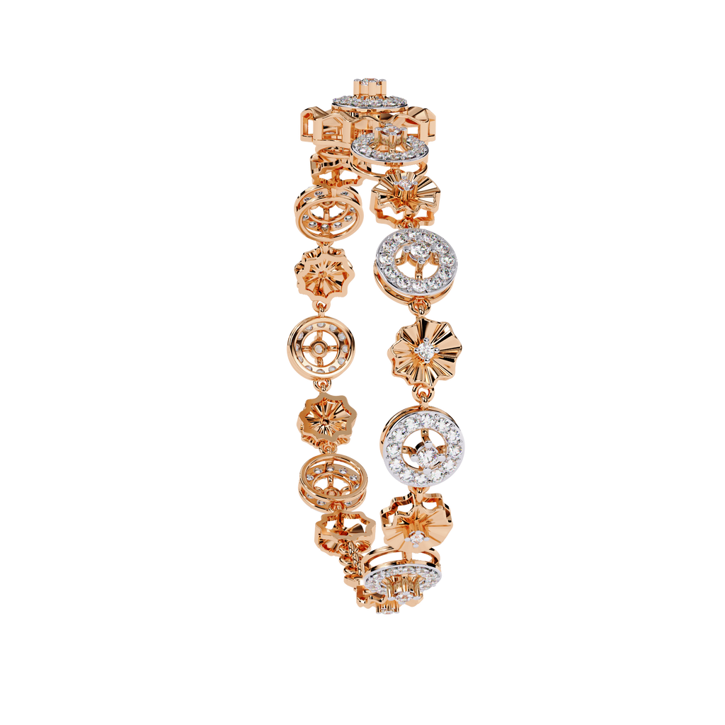 Rose Gold Solar Medallion Station Diamond Bracelet