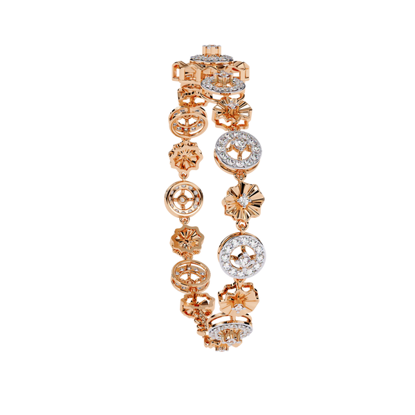 Rose Gold Solar Medallion Station Diamond Bracelet