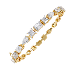 Yellow Gold Multi-Shape Diamond Line Bracelet