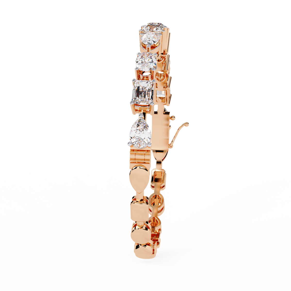 Rose Gold Multi-Shape Tennis Diamond Bracelet