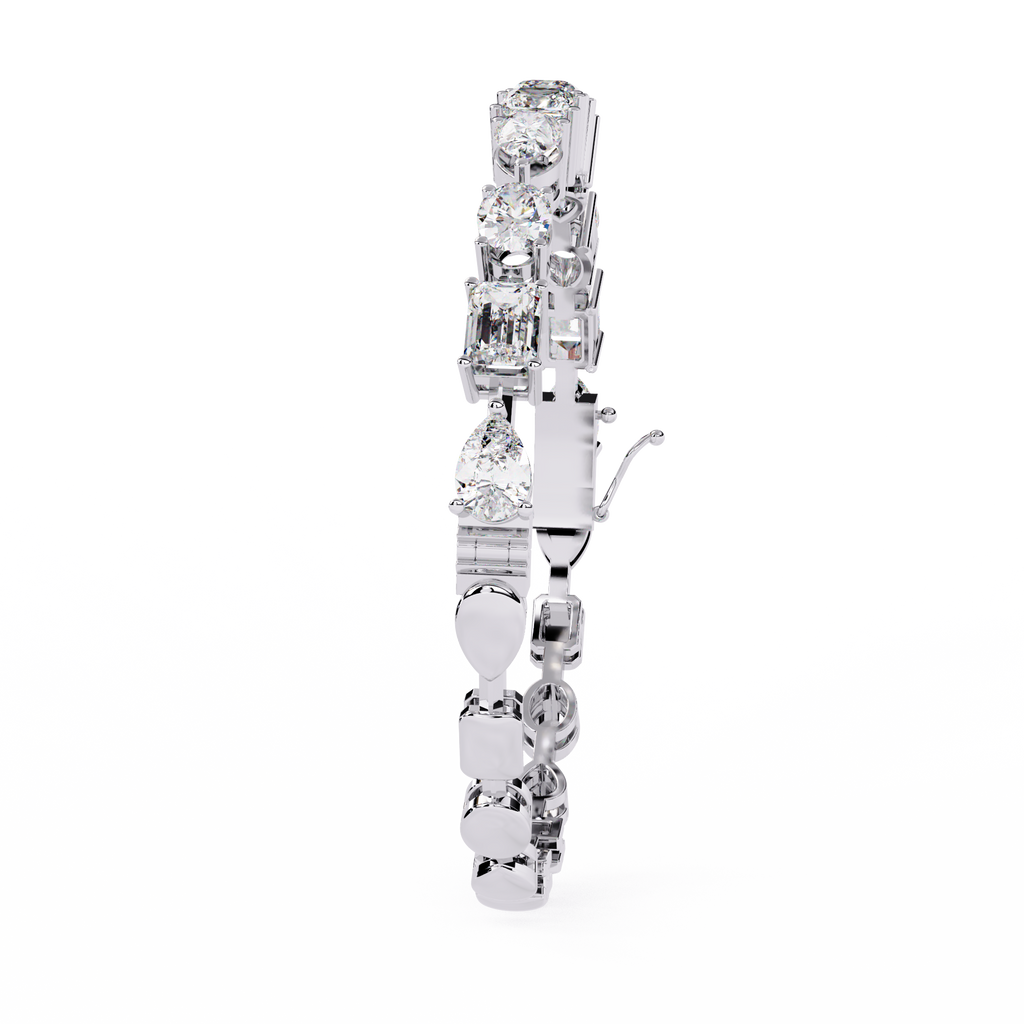 White Gold Multi-Shape Diamond Line Bracelet