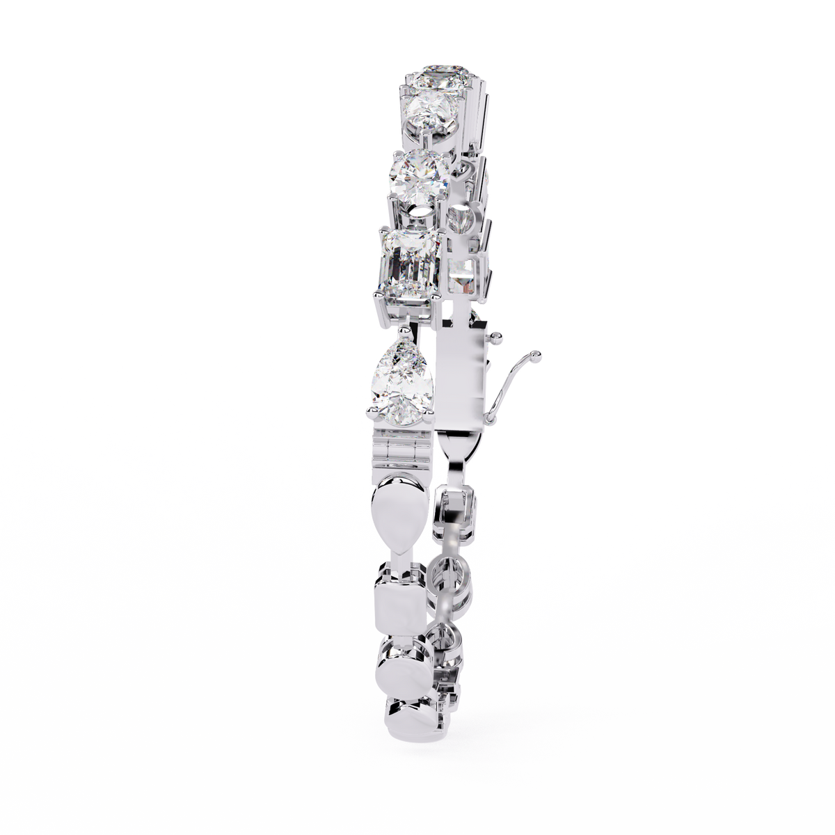 White Gold Multi-Shape Diamond Line Bracelet