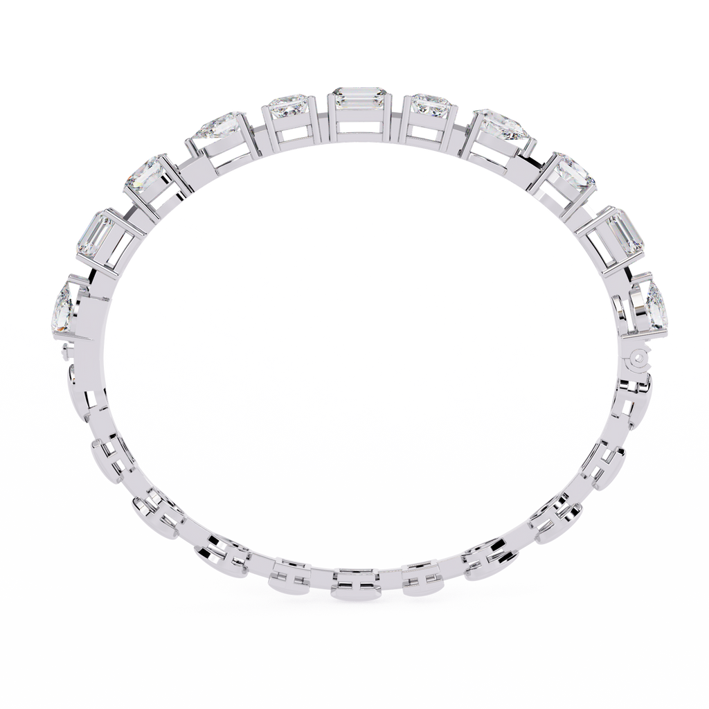White Gold Multi-Shape Diamond Line Bracelet
