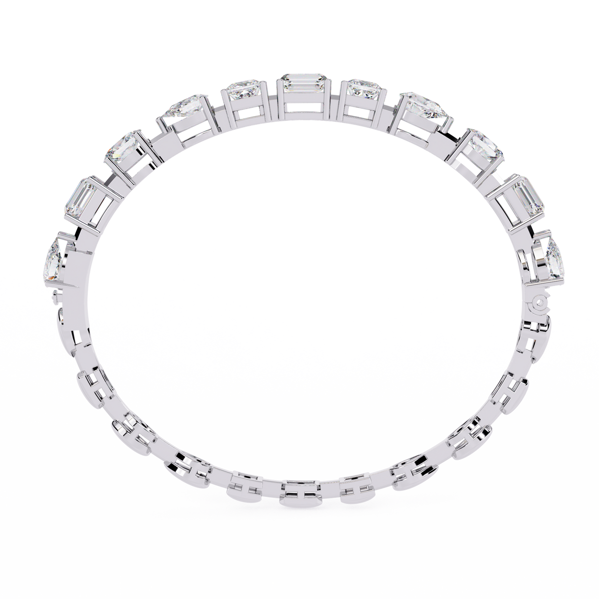 White Gold Multi-Shape Diamond Line Bracelet