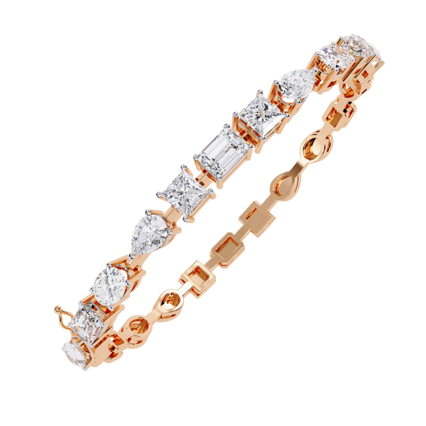 Rose Gold Multi-Shape Tennis Diamond Bracelet