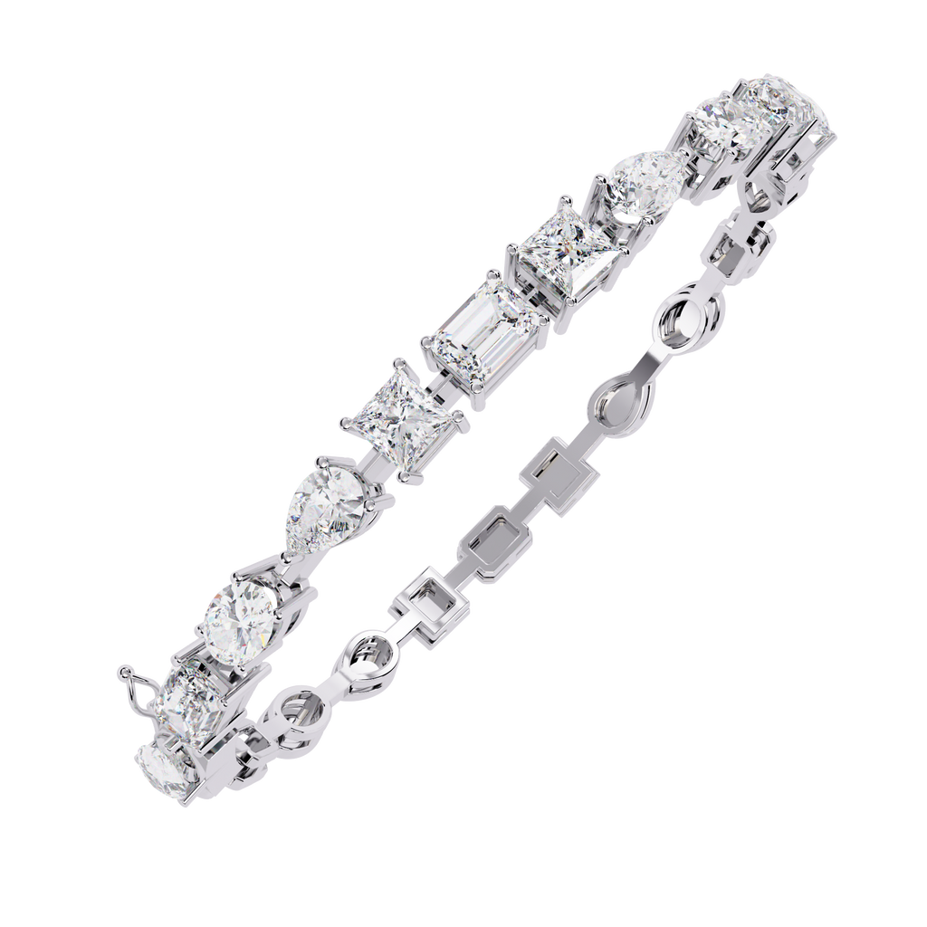White Gold Multi-Shape Diamond Line Bracelet