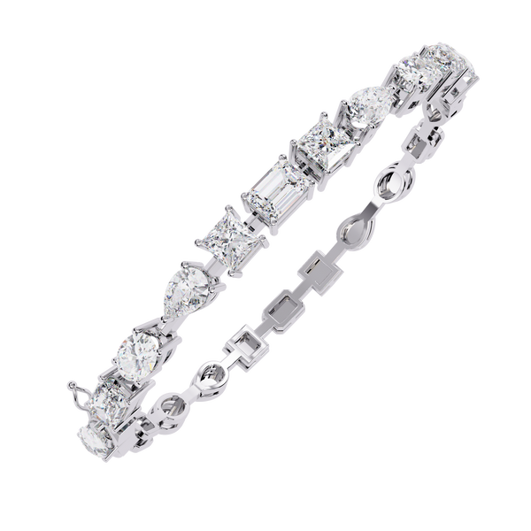 White Gold Multi-Shape Diamond Line Bracelet