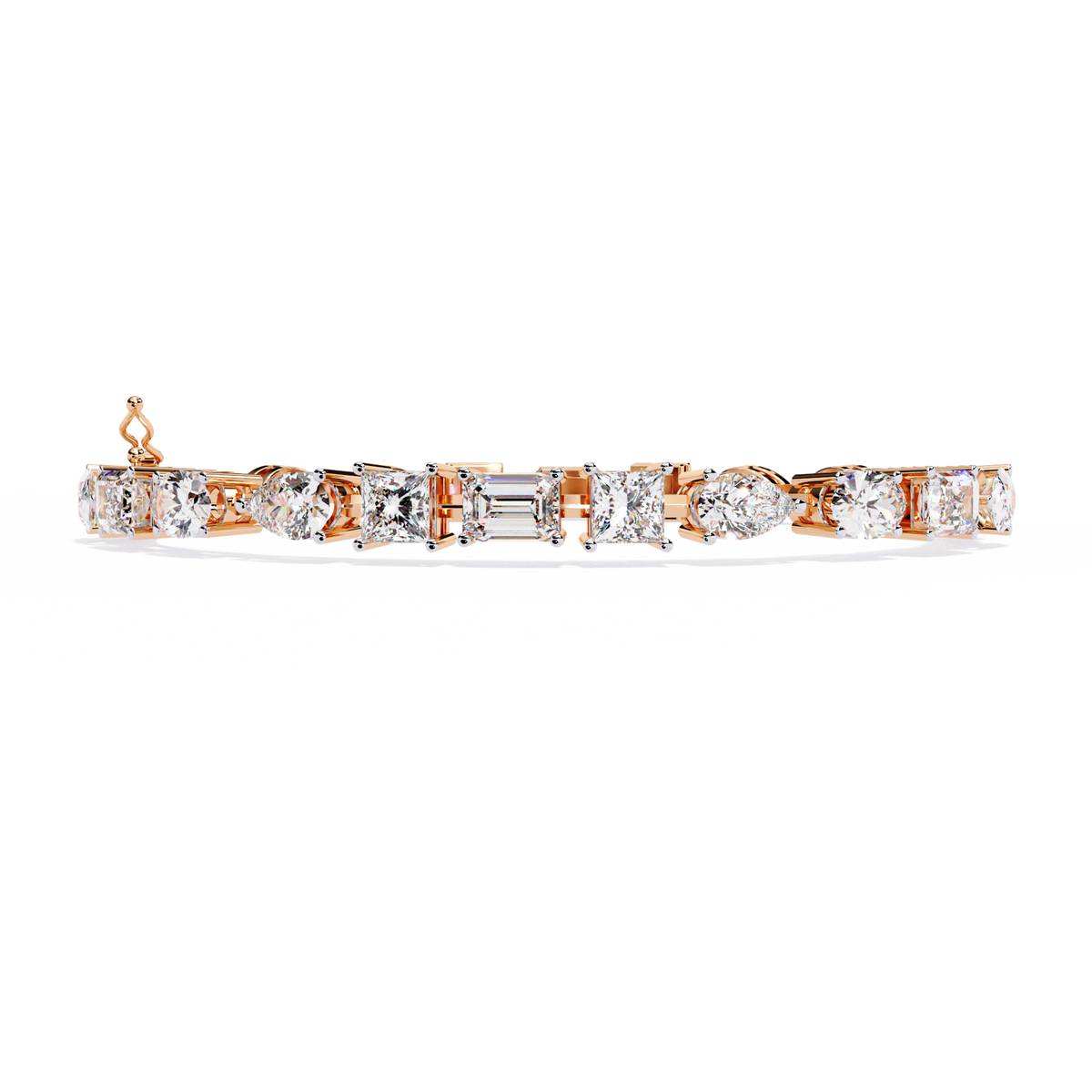 Rose Gold Multi-Shape Tennis Diamond Bracelet