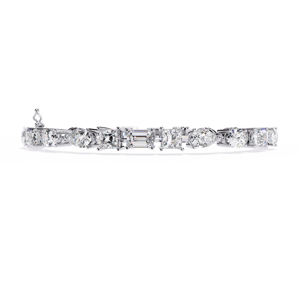 White Gold Multi-Shape Diamond Line Bracelet
