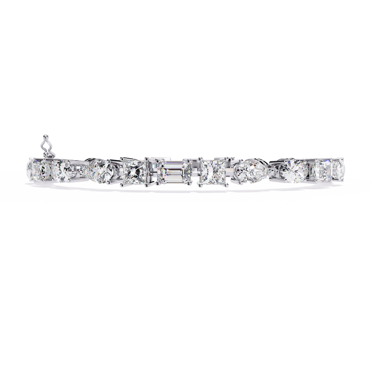 White Gold Multi-Shape Diamond Line Bracelet