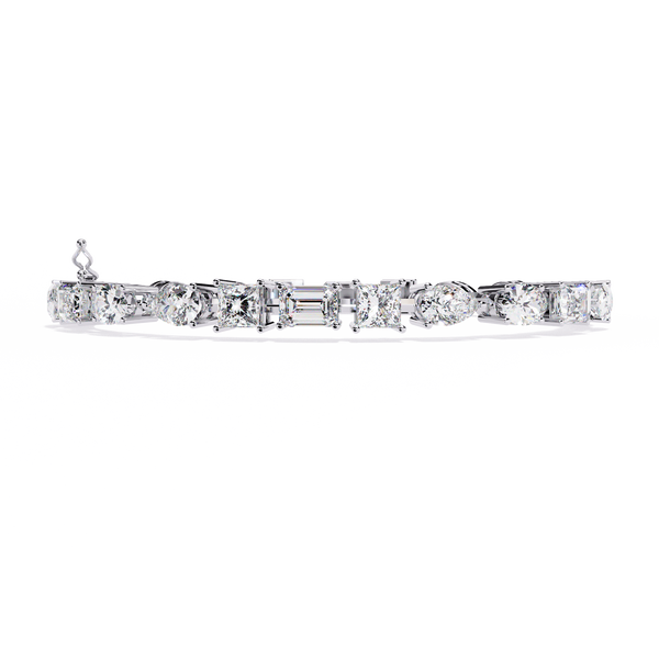 White Gold Multi-Shape Diamond Line Bracelet