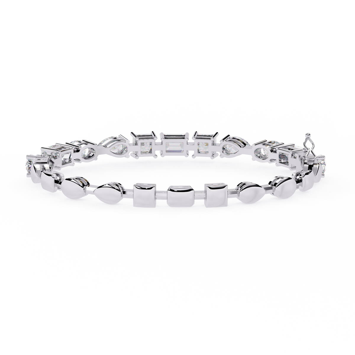White Gold Multi-Shape Diamond Line Bracelet