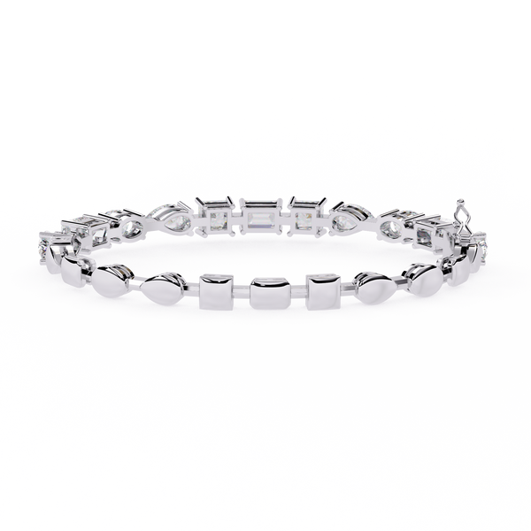 White Gold Multi-Shape Diamond Line Bracelet