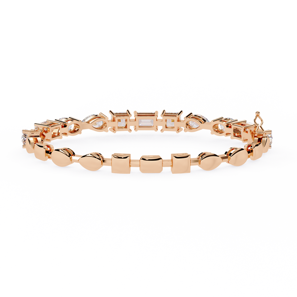 Rose Gold Multi-Shape Tennis Diamond Bracelet