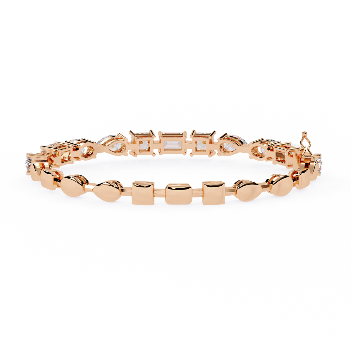 Rose Gold Multi-Shape Tennis Diamond Bracelet