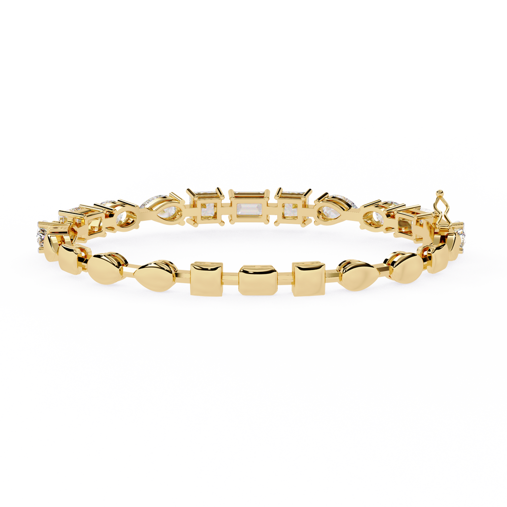 Yellow Gold Multi-Shape Diamond Line Bracelet