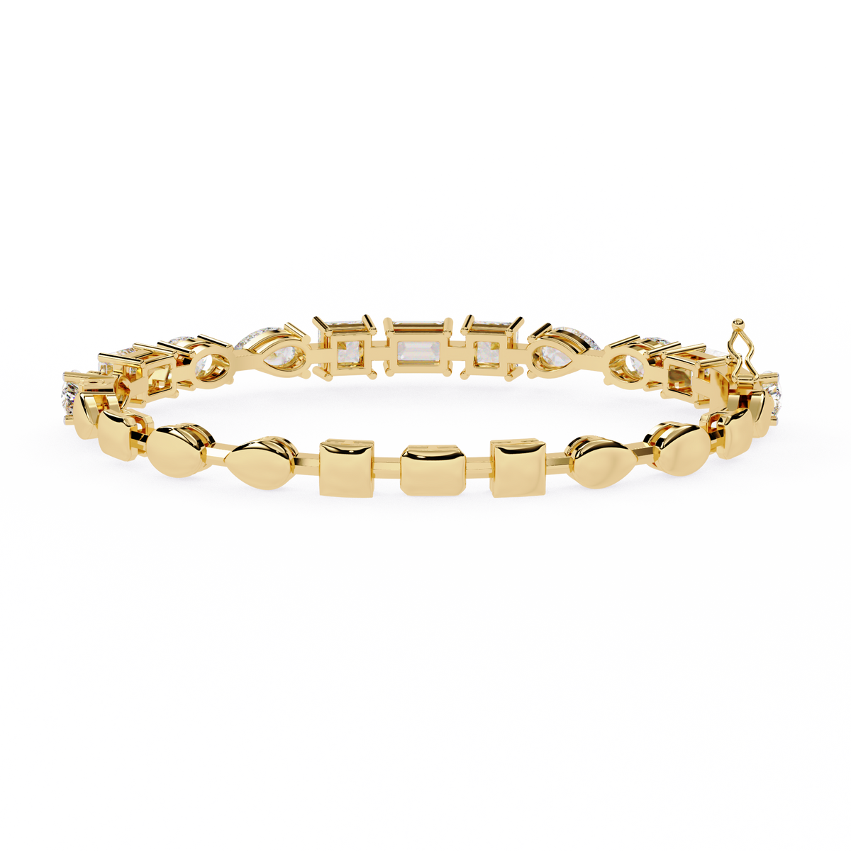 Yellow Gold Multi-Shape Diamond Line Bracelet