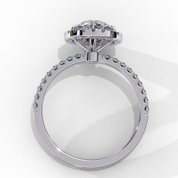 White Gold Round Diamond Halo Pavé Engagement Ring