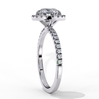 White Gold Round Diamond Halo Pavé Engagement Ring
