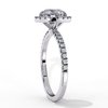 White Gold Round Diamond Halo Pavé Engagement Ring
