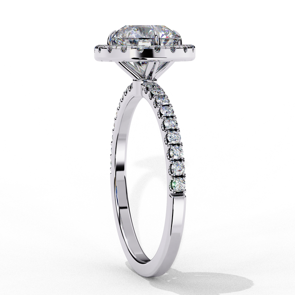 White Gold Round Diamond Halo Pavé Engagement Ring